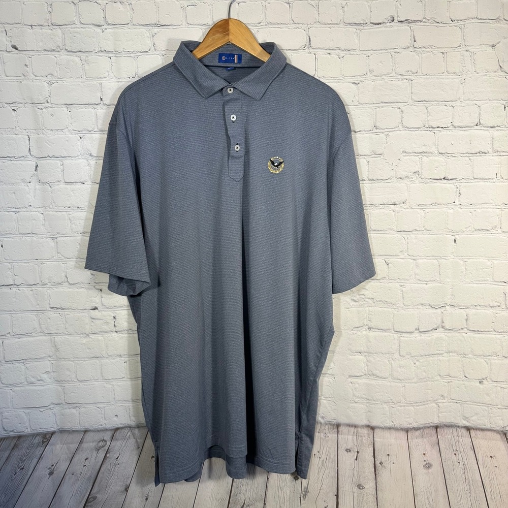 Stitch Golf Mens XXL Blue Heathered Stripe Polo Shirt Eagle Crest Performance
